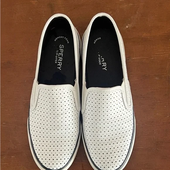 Sperry Women's White Perforated Slip-On Loafers - Picture 2 of 9